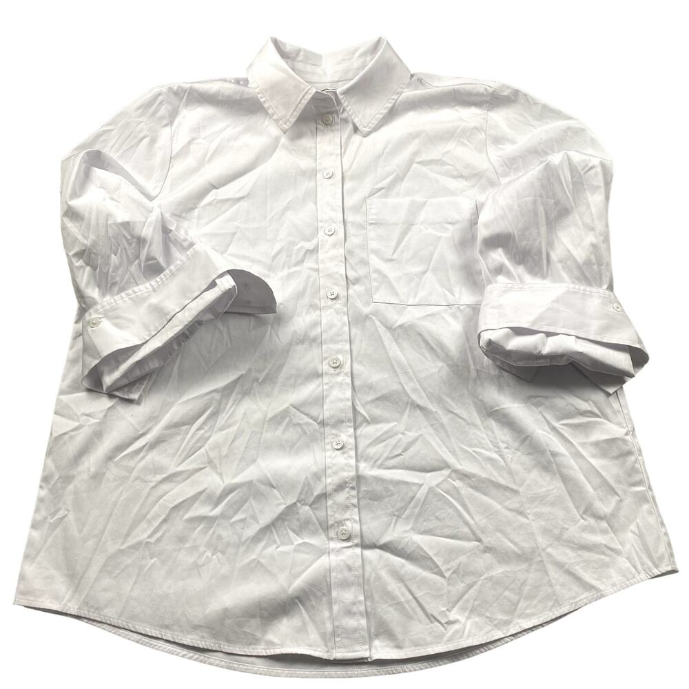 Madewell Top Women Med White Button Up Classic Casual Preppy Classic NQ970 NWT